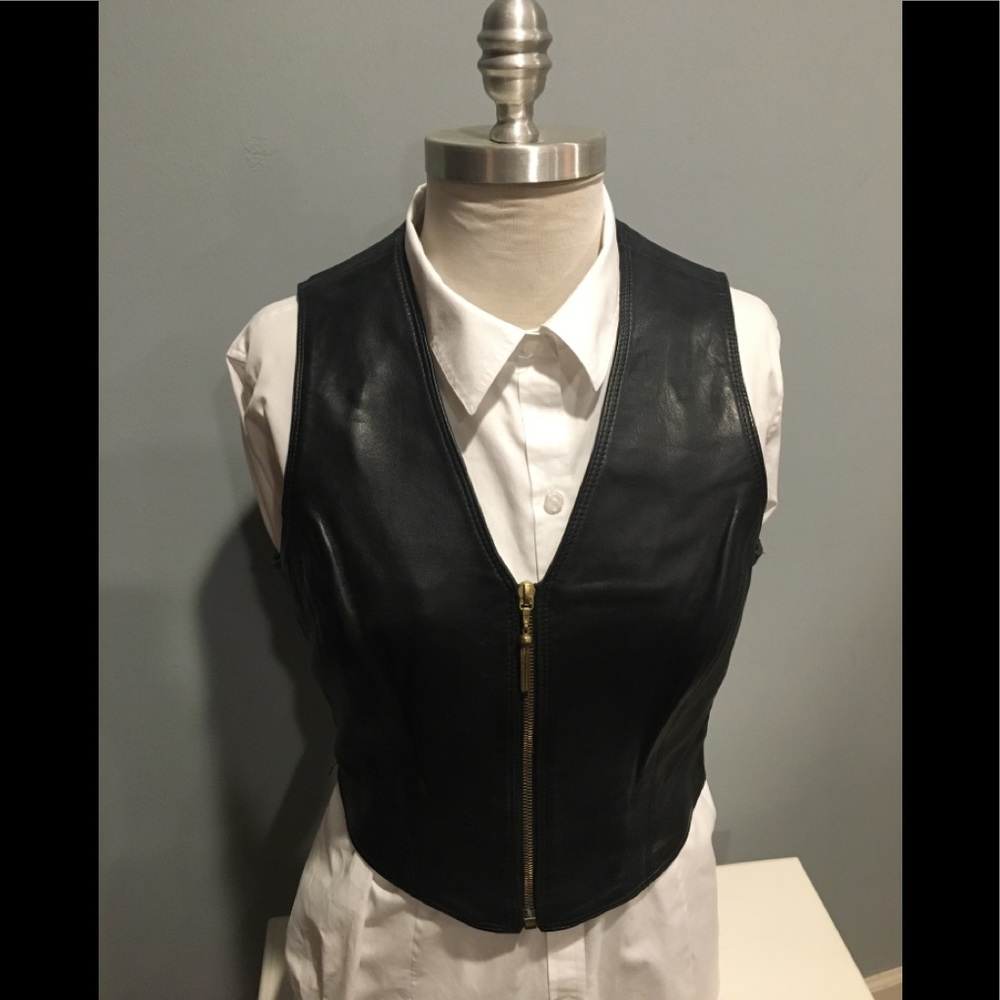 Michael Hoban Lambskin Black Leather Vest